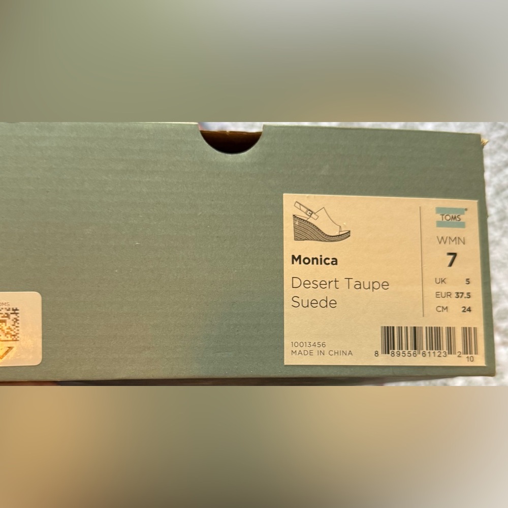 Toms Monica Suede Desert Taupe Espadrille Wedges - Picture 8 of 8